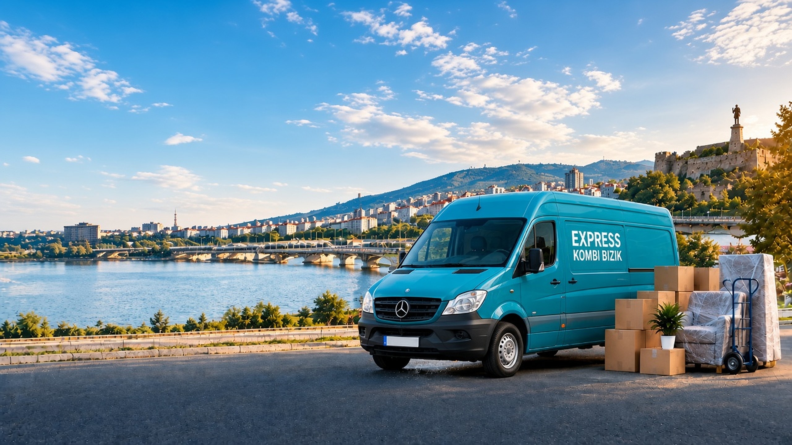 Tirkizni kombi Expres Kombi Bizik na keju u Nišu, uz kutije i nameštaj